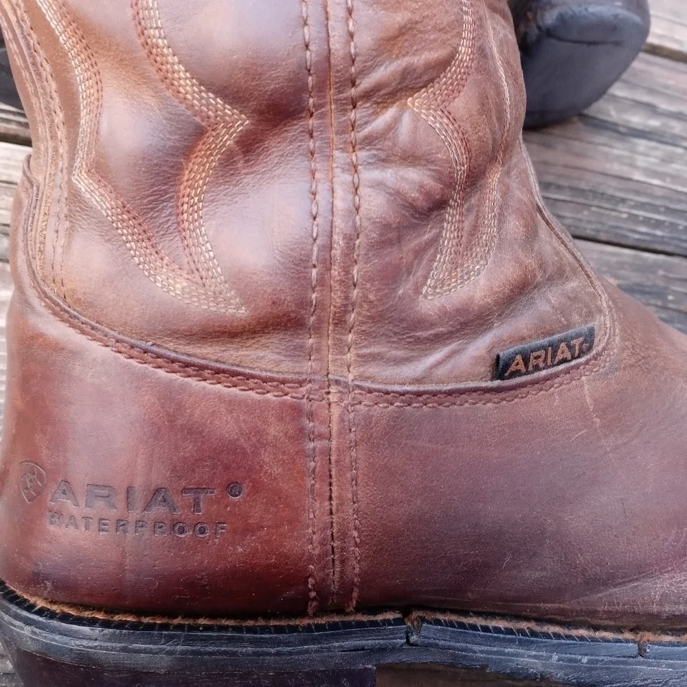 Ariat Ironside Waterproof Work Boot Men's 11.5D Brown Leather Pull On 10006299.